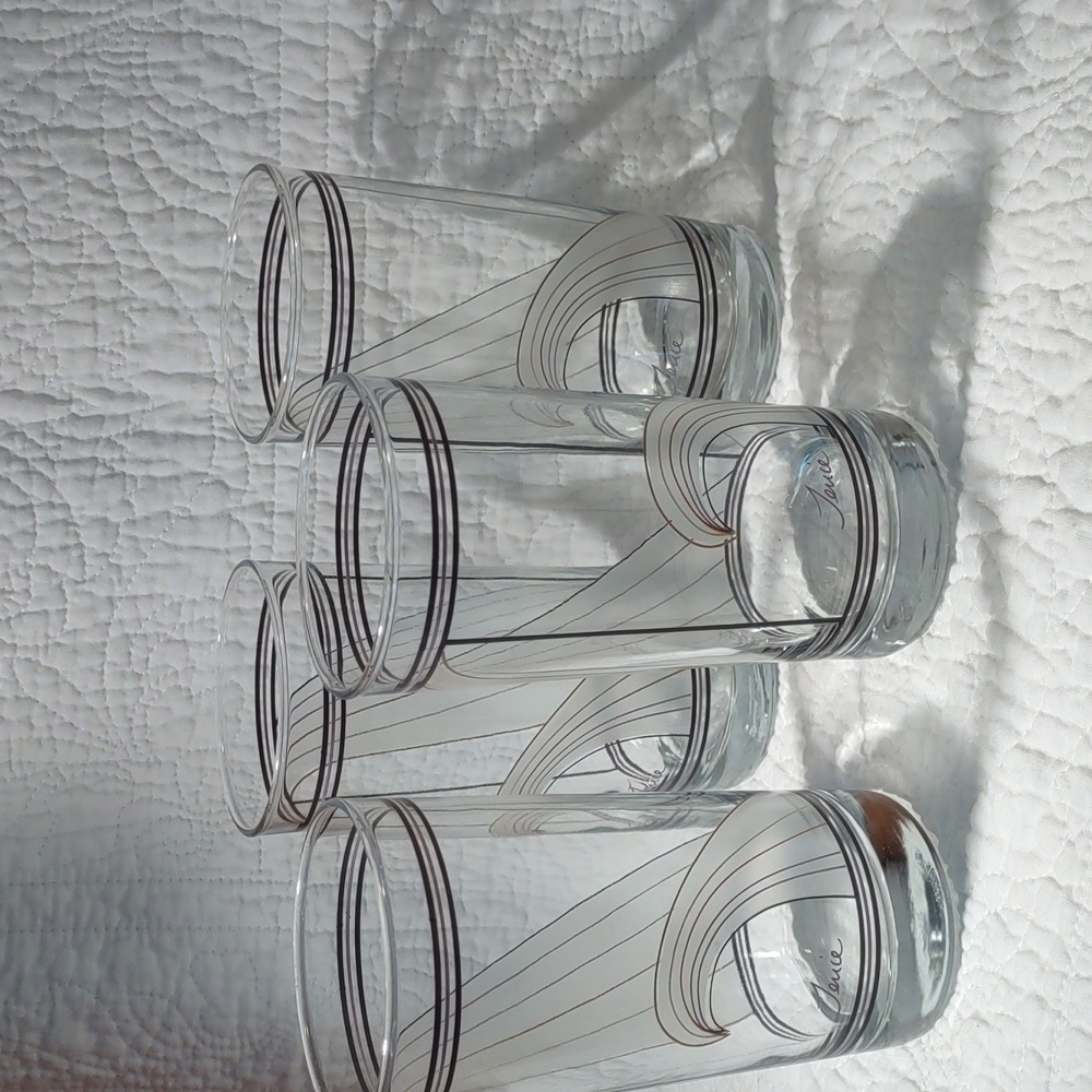 MCM Signed Color Wave High Ball Drinking Glasses Set of 4 Barware - Picture 3 of 7